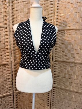 Women's Black and White Polka Dot Halter Camisole
